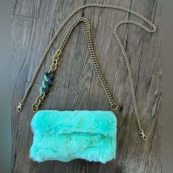 Handmade Real Rex Rabbit Fur Wristlet/Crossbody/Shoulder Bag Includes Free Gift - Picture 11 of 16